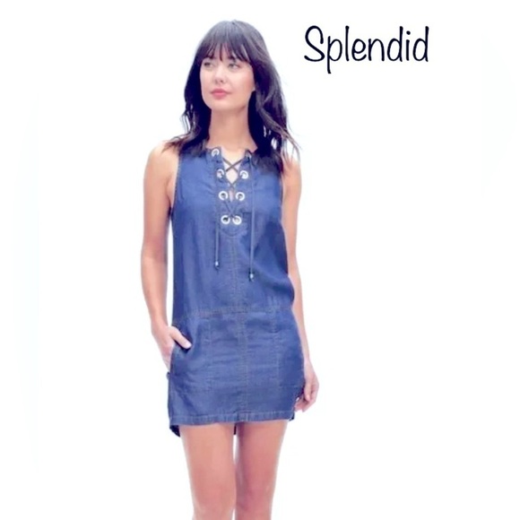 Splendid Indigo 100% Tencel Blue Dress with pockets size XS - Picture 1 of 11
